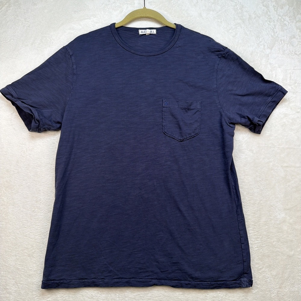 Alex Mill Pocket T Shirt Men's Large Navy‎ Blue Slub Cotton Crewneck USA Made